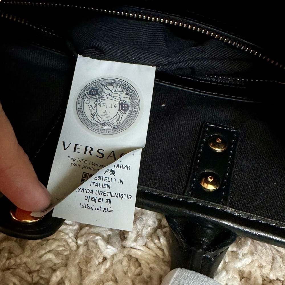 ***NIB & RARE VERSACE*** Floral Book Small Canvas Leather 2-Way Tote Bag LUXURY - Picture 14 of 15